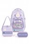 School Bag Set of 3 Lilac Backpack Lunch Bag Pen Holder Orthopedic Water Repellent Student - 3