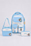 School Bag Set of 3 Light Blue Backpack Lunch Bag Pen Holder Set Orthopedic Bag - 3