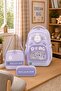 School Bag Set of 3 Lilac Backpack Lunch Bag Pen Holder Orthopedic Water Repellent Student - 5