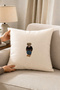 Teddy Bear Embroidered Decorative Throw Pillow Cover |   Linen Textured Off-White Pillow |   Living Room, Bedroom, Children's Room and Gift - 5
