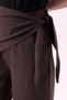 Crep Women's Double Fabric High Waist Tie-Detail Skirt-Looking Wide-Leg Trousers Brown - 5