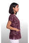 Women's V-Neck Bat Sleeve Lettering Patterned Navy Blue and Plum Terycotton Doctor Nurse Scrubs Single Top - 3