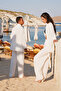 White Linen Lace-Up Men's Kimono-Trunks Set - 7