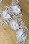 Three-Dimensional Rose Patterned White Lace Applique - 2