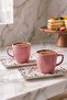 Pink Keraart Springtime Natural Stone Coffee Presentation Set for 2 People - 4 Pieces - 6