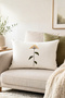 Embroidered Linen Cushion Cover – Decorative Pillow Cover with Floral Motifs - Orange Floral Embroidered Linen Cushion Cover - 3
