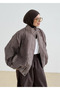 Brown Checkered Chiffon Bomber Jacket - 70166 - 2