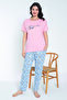 Pink Patterned Short Sleeve Modal Women's Pajama Set - 2