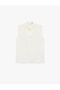 High Collar Sleeveless Blouse with Drape Detail - 4