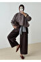 Brown Checkered Chiffon Bomber Jacket - 70166 - 6