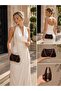 Brown Color Rustic Material Design Evening Dress Clutch with Chain Strap Hand-Held Wedding Engagement Evening Bag