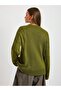Women's Crew Neck Oversize Drop Shoulder Cuff Buttoned Knitwear Sweater - 3