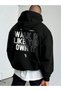 Unisex Men/Women Star Colorful Stone Printed Cotton Oversized Hooded Sweatshirt