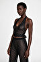 Patterned tulle crop top-pant set - 2