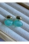 Gold Blue Stone Earrings - 3