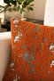 Brick Color Patterned Velvet Cushion Cover - 4