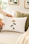 Embroidered Linen Cushion Cover – Decorative Pillow Cover with Floral Motifs - Orange Floral Embroidered Linen Cushion Cover - 4