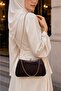 Brown Color Rustic Material Design Evening Dress Clutch with Chain Strap Hand-Held Wedding Engagement Evening Bag - 4