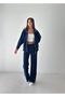 Women's Modal Fabric Double Suit with Snap Collar and Cuff Line Detail