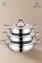 Big Steel 6 Piece Stainless Steel Flat Pot Set with Glass Lid