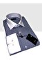 Tessitura Monti Italian Navy Blue Shirt – Slimfit Contrast White Collar & Cuffs - 3