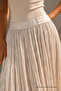 Shiny Textured Cream Long Skirt - 3