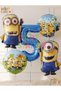 Minions Balloon Set 5 Pieces 5 Years Old Minion Kevin and Minion Stuart Birthday Set Navy Blue Color Number Foil Balloon and Minion Foil Balloon Set