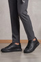 Asterio 100% Genuine Leather Ultra Light Sole Sneaker Classic Black Casual Shoes - 7