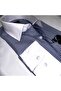 Tessitura Monti Italian Navy Blue Shirt – Slimfit Contrast White Collar & Cuffs - 4