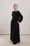 Shirt Collar Muslin Dress Black - 7