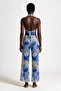 Patterned tulle crop top-pant set - 4