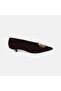 Women's Brown Suede Low Heel Shoes with Gold Accessories - 2