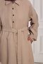 Shirt Collar Muslin Dress Stone - 8