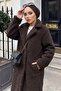 Two-Button Plush Coat Brown Hm262506 - 4