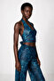 Patterned tulle crop top-pant set - 2