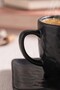 Matte Black Natural Stone Coffee Presentation Set for 2 People - 4 Pieces - 4
