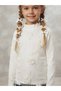 Lilralı Cotton Girl's White Turtleneck Long Sleeve 3D Floral Detailed Tulle Embroidered Stylish Blouse - 3