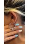 Silver Color Earrings with Colored Stones - 2