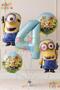 Minions Balloon Set 5 Pieces 4 Years Old Minion Kevin and Minion Stuart Birthday Set Blue Color Number Foil Balloon and Minion Foil Balloon Set