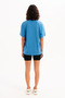 100% Cotton Oversize Fit Crew Neck Blue Women's T-Shirt - Halo - 4