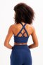 Lightly Supported, Removable Padded, Navy Blue Women's Sports Bra with Back Detail - Surge - 2