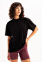 100% Cotton Oversize Fit Crew Neck Black Women's T-Shirt - Halo - 2