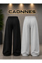 Seasonal 2-Piece Sweatpants (Black-Grey) Oversize Comfortable Fit Wide Leg - 2