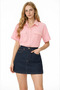 Women's Pink Double Pocket Half Sleeve Linen Shirt ALC-X9991 - 2