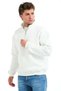 Regular Fit Stand Collar Semi-Zippered Raised Ecru Men's Sweatshirt - Prime - 3