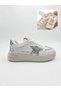 Velcro Decorative Laces Gold Embroidered Girls' Comfortable Lightweight Sneaker Sports Shoes