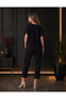 Women's Sequined V-Neck Short Sleeve Viscose Two Thread Blouse and Trousers Two Piece Set - 6