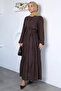 Buttoned Front Hijab Dress with Elastic Waist and Ankle Belt Detail