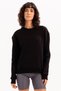 Crew Neck Basic Pattern Black Women's Sweatshirt Tracksuit Top - Aura - 3