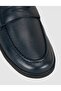 Men's Navy Blue Genuine Leather Loafer Shoes - 6